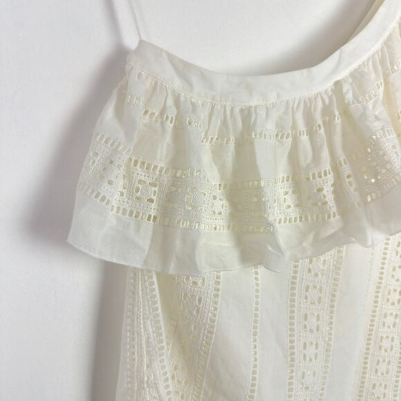 Veronica Beard Cruz Eyelet One Shoulder Top Ivory White Size 4 EUC - Picture 4 of 14